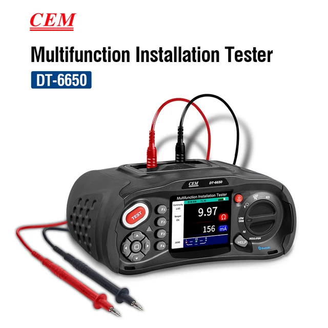 CEM DT-6650 Multifunction Installation Tester With Insulation Resistance Earth Resistance loop Impedance Voltage RCD PFGPSC CEM DT-6650 Multifunction Installation Tester With Insulation Resistance Earth Resistance loop Impedance Voltage RCD PFGPSC